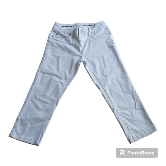 NWOT Suko Jeans Women's Mid Rise White Stretch Denim Skinny Leg Capris - Size 4 - Picture 1 of 7